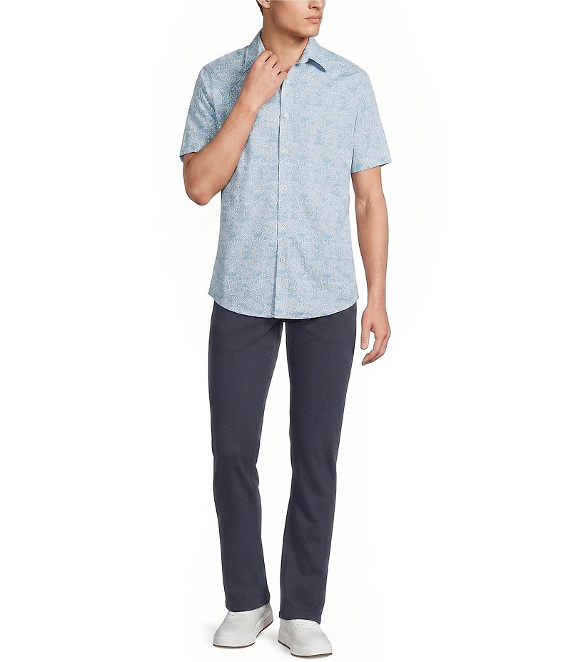 Cremieux Premium Denim Floral Print Short Sleeve Woven Shirt