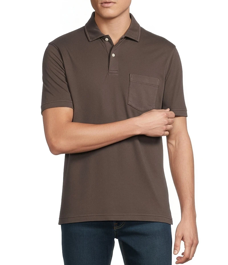 Cremieux Premium Denim Garment Dyed Short Sleeve Polo Shirt