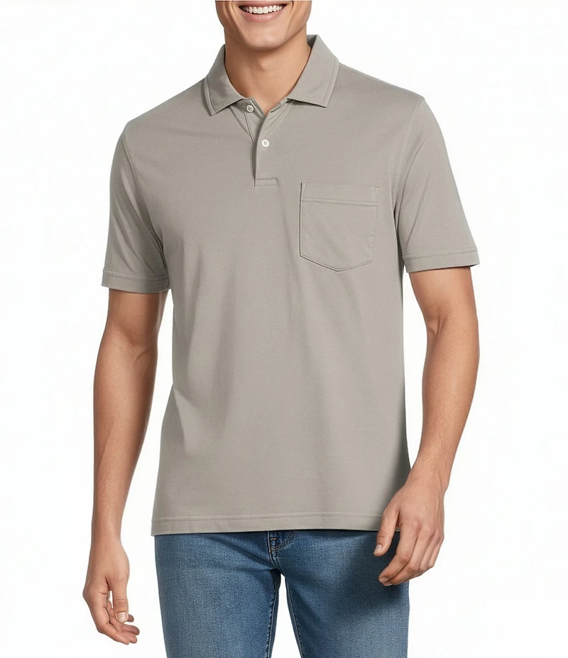 Cremieux Premium Denim Garment Dyed Short Sleeve Polo Shirt