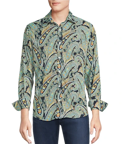 Cremieux Premium Denim Geometric Paisley Long Sleeve Woven Shirt