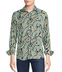 Cremieux Premium Denim Geometric Paisley Long Sleeve Woven Shirt