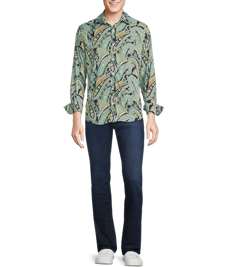 Cremieux Premium Denim Geometric Paisley Long Sleeve Woven Shirt