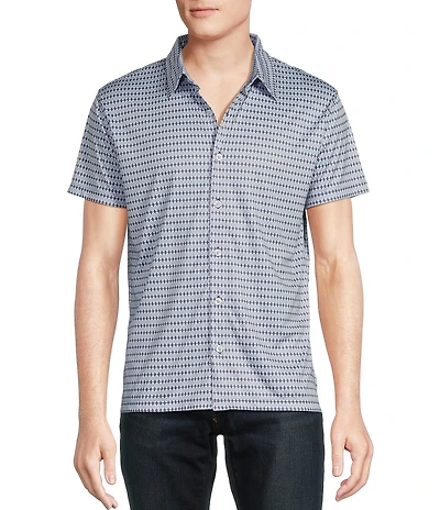 Cremieux Premium Denim Geometric Print Coat Front Knit Shirt