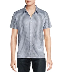 Cremieux Premium Denim Geometric Print Coat Front Knit Shirt