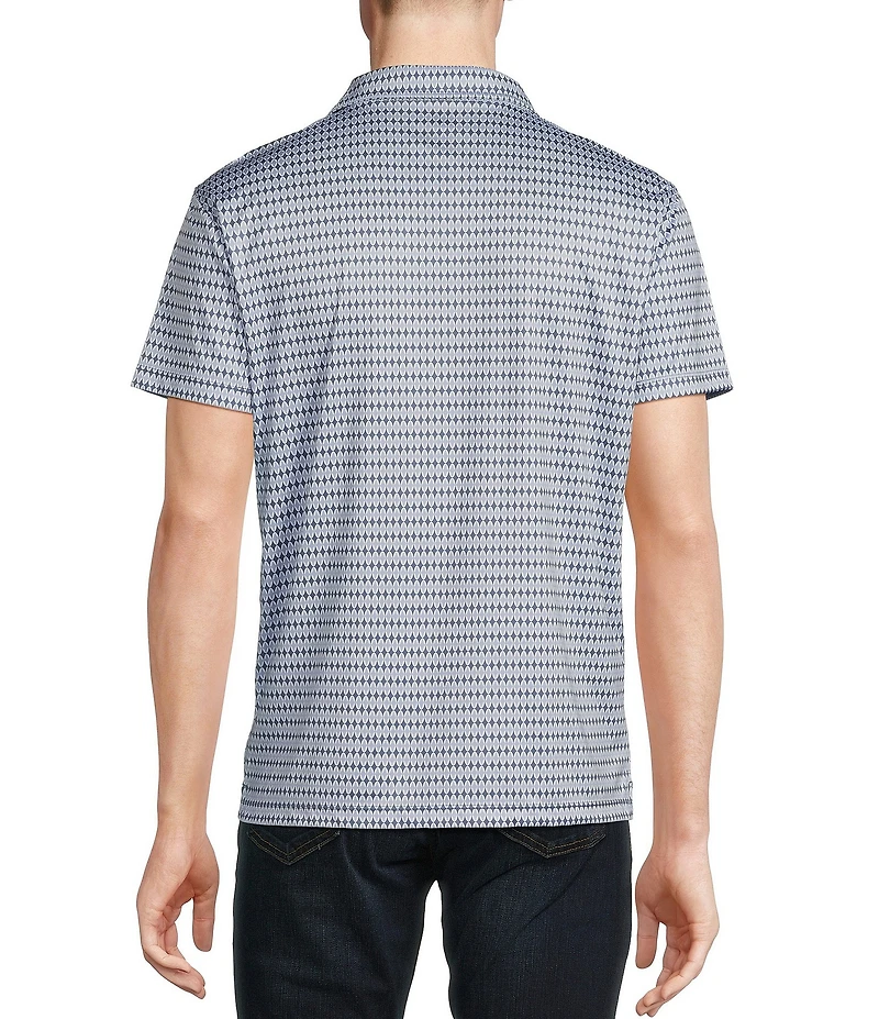 Cremieux Premium Denim Geometric Print Coat Front Knit Shirt