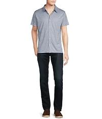 Cremieux Premium Denim Geometric Print Coat Front Knit Shirt