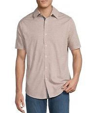 Cremieux Premium Denim Geometric Print Short Sleeve Button Front Woven Shirt