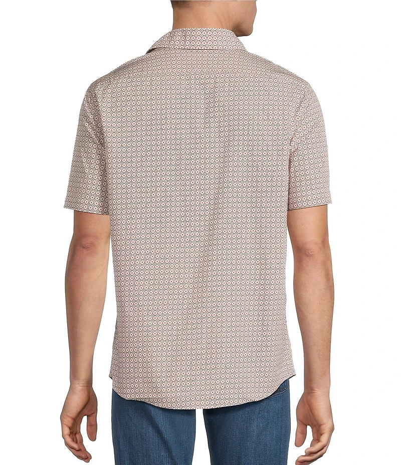 Cremieux Premium Denim Geometric Print Short Sleeve Button Front Woven Shirt