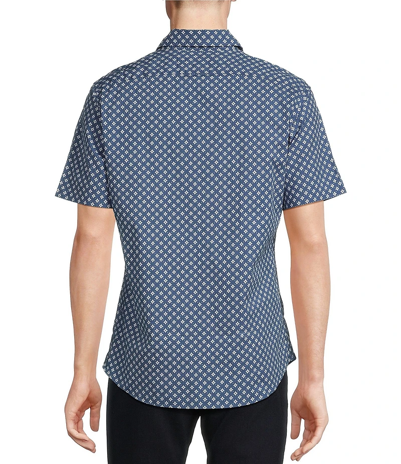 Cremieux Premium Denim Geometric Print Stretch Short Sleeve Woven Shirt