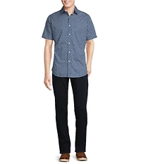 Cremieux Premium Denim Geometric Print Stretch Short Sleeve Woven Shirt