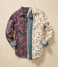 Cremieux Premium Denim Geometric Stretch Long Sleeve Woven Shirt