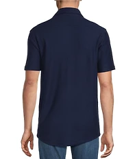 Cremieux Premium Denim Herringbone Short Sleeve Coat Front Knit Shirt