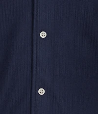 Cremieux Premium Denim Herringbone Short Sleeve Coat Front Knit Shirt