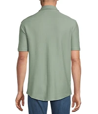 Cremieux Premium Denim Herringbone Short Sleeve Coat Front Knit Shirt