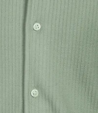 Cremieux Premium Denim Herringbone Short Sleeve Coat Front Knit Shirt