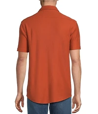 Cremieux Premium Denim Herringbone Short Sleeve Coat Front Knit Shirt