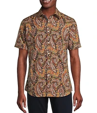 Cremieux Premium Denim Large Print Paisley Stretch Short Sleeve Woven Shirt