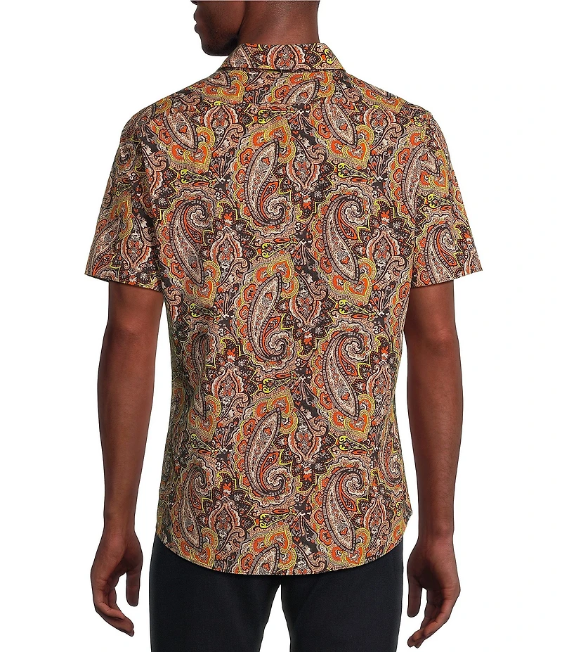 Cremieux Premium Denim Large Print Paisley Stretch Short Sleeve Woven Shirt