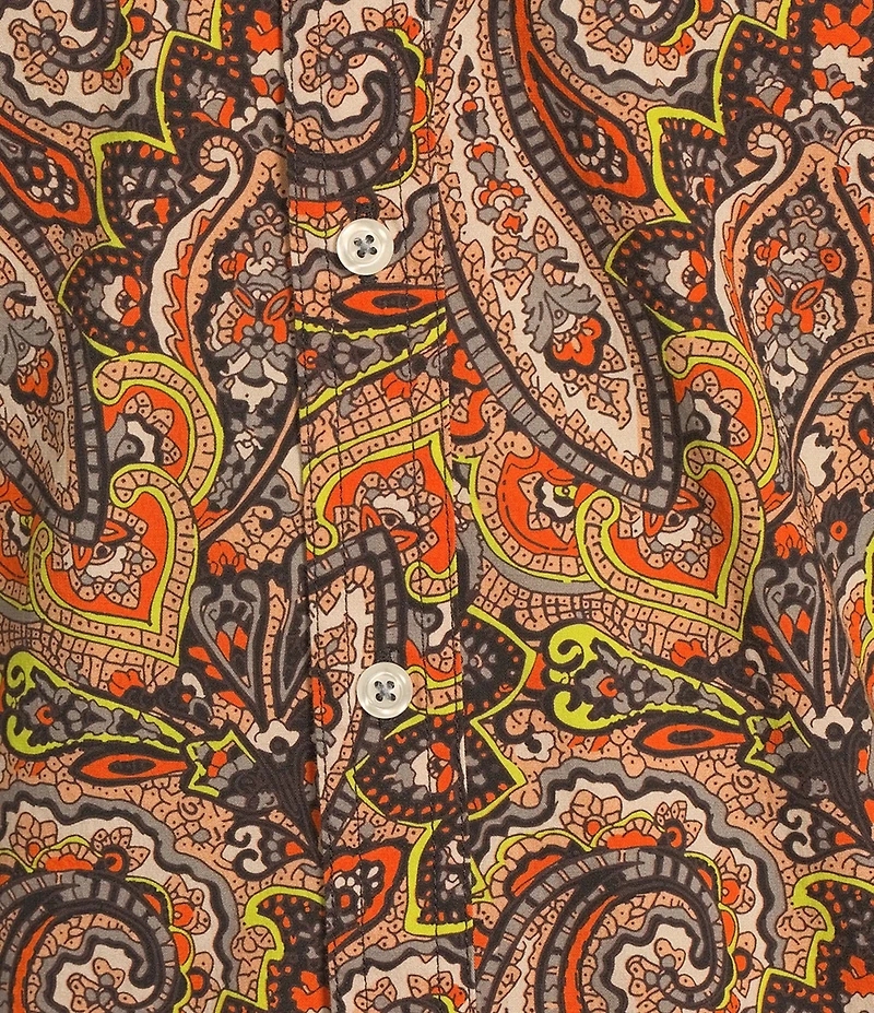 Cremieux Premium Denim Large Print Paisley Stretch Short Sleeve Woven Shirt