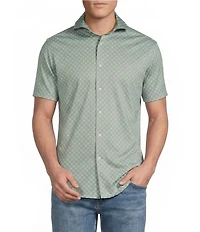 Cremieux Premium Denim Lattice Print Stretch Short Sleeve Woven Shirt