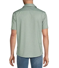 Cremieux Premium Denim Lattice Print Stretch Short Sleeve Woven Shirt