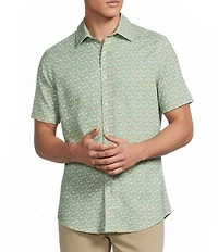 Cremieux Premium Denim Leaf Print Short Sleeve Woven Shirt