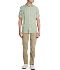 Cremieux Premium Denim Leaf Print Short Sleeve Woven Shirt