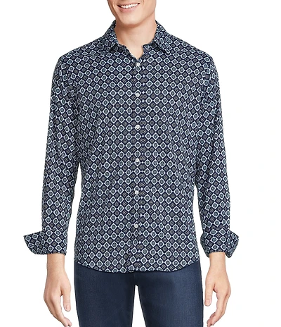 Cremieux Premium Denim Medallion Geometric Long Sleeve Woven Shirt