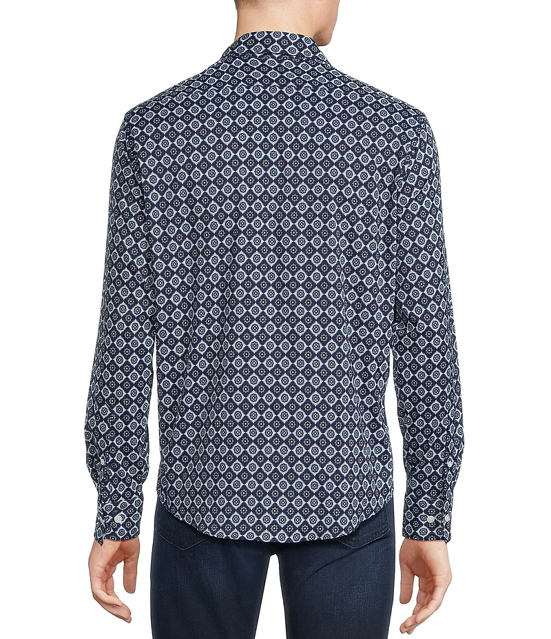Cremieux Premium Denim Medallion Geometric Long Sleeve Woven Shirt