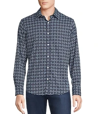 Cremieux Premium Denim Medallion Geometric Long Sleeve Woven Shirt