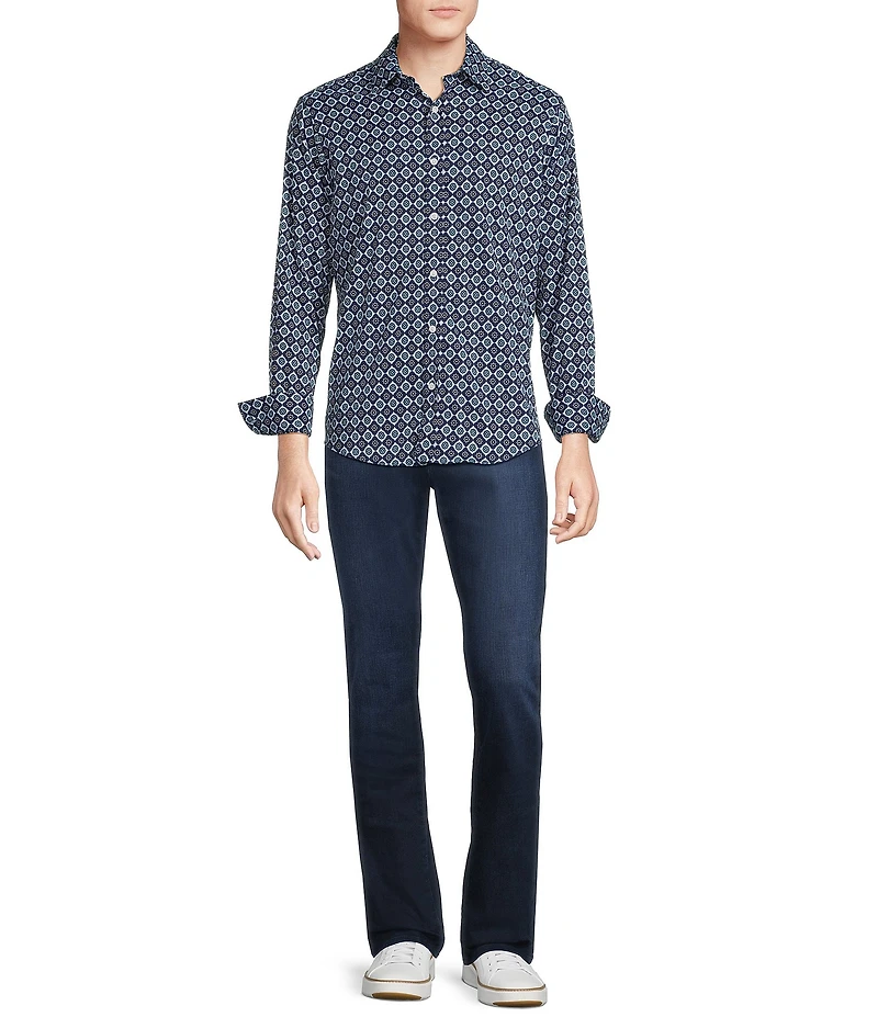 Cremieux Premium Denim Medallion Geometric Long Sleeve Woven Shirt