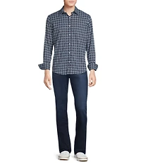 Cremieux Premium Denim Medallion Geometric Long Sleeve Woven Shirt