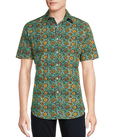 Cremieux Premium Denim Medium Floral Print Stretch Short Sleeve Woven Shirt