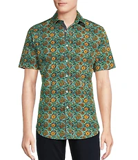 Cremieux Premium Denim Medium Floral Print Stretch Short Sleeve Woven Shirt