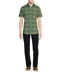 Cremieux Premium Denim Medium Floral Print Stretch Short Sleeve Woven Shirt