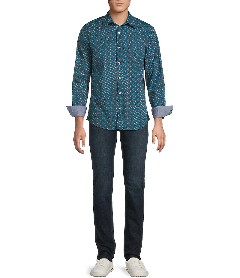 Cremieux Premium Denim Medium Paisley Print Stretch Long Sleeve Woven Shirt
