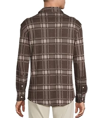 Cremieux Premium Denim Medium Plaid Long Sleeve Coat Front Knit Shirt