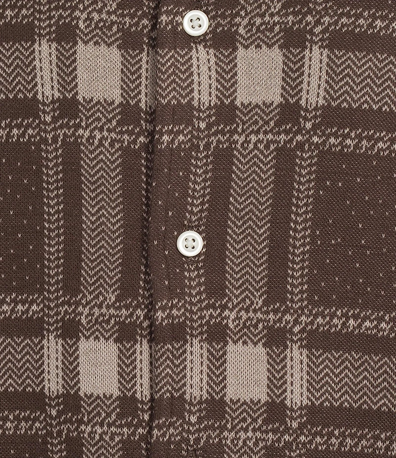 Cremieux Premium Denim Medium Plaid Long Sleeve Coat Front Knit Shirt