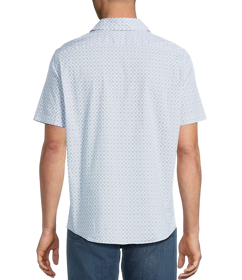 Cremieux Premium Denim Cotton Micro Geometric Print Short Sleeve Woven Shirt