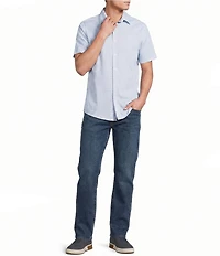 Cremieux Premium Denim Cotton Micro Geometric Print Short Sleeve Woven Shirt
