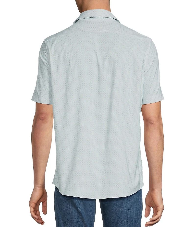 Cremieux Premium Denim Micro Geometric Print Short Sleeve Woven Shirt