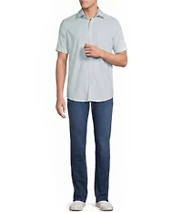 Cremieux Premium Denim Micro Geometric Print Short Sleeve Woven Shirt