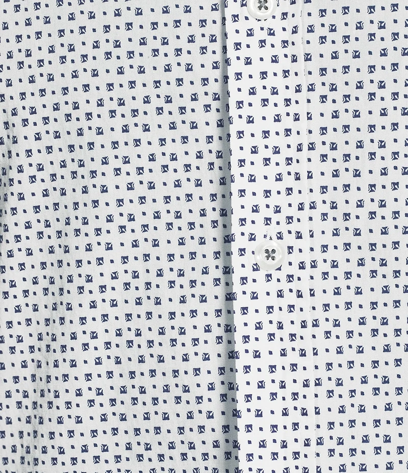 Cremieux Premium Denim Micro Square Geometric Stretch Long Sleeve Woven Shirt