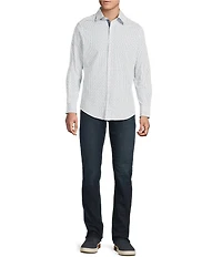 Cremieux Premium Denim Micro Square Geometric Stretch Long Sleeve Woven Shirt