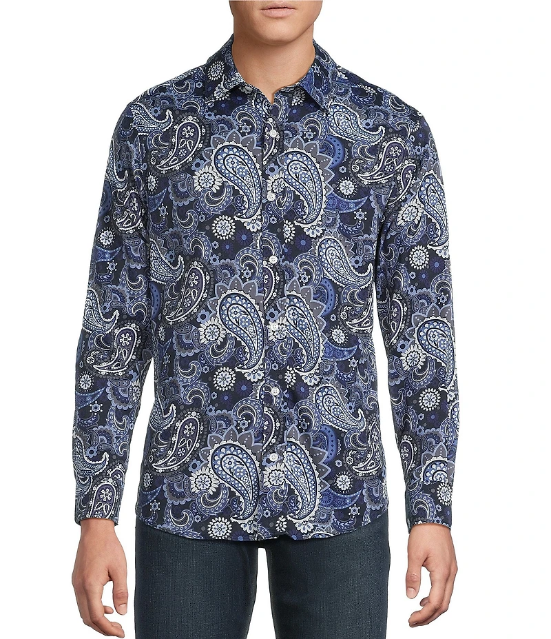 Cremieux Premium Denim Midnight Paisley Long Sleeve Woven Shirt