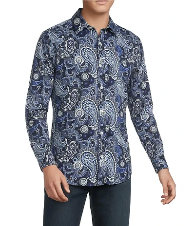 Cremieux Premium Denim Midnight Paisley Long Sleeve Woven Shirt
