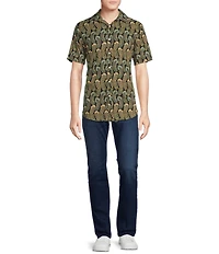 Cremieux Premium Denim Modern Paisley Print Short Sleeve Woven Shirt