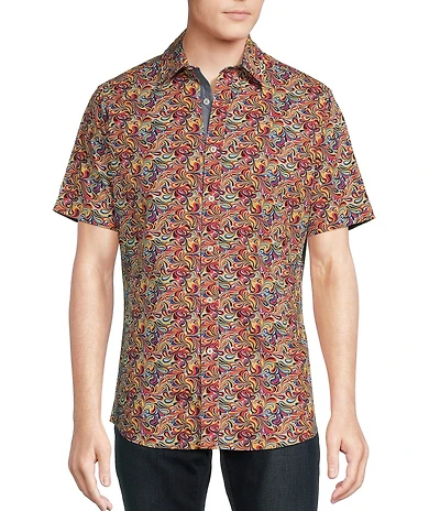 Cremieux Premium Denim Modern Paisley Print Stretch Short-Sleeve Woven Shirt
