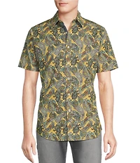 Cremieux Premium Denim Paisley Print Stretch Short Sleeve Woven Shirt
