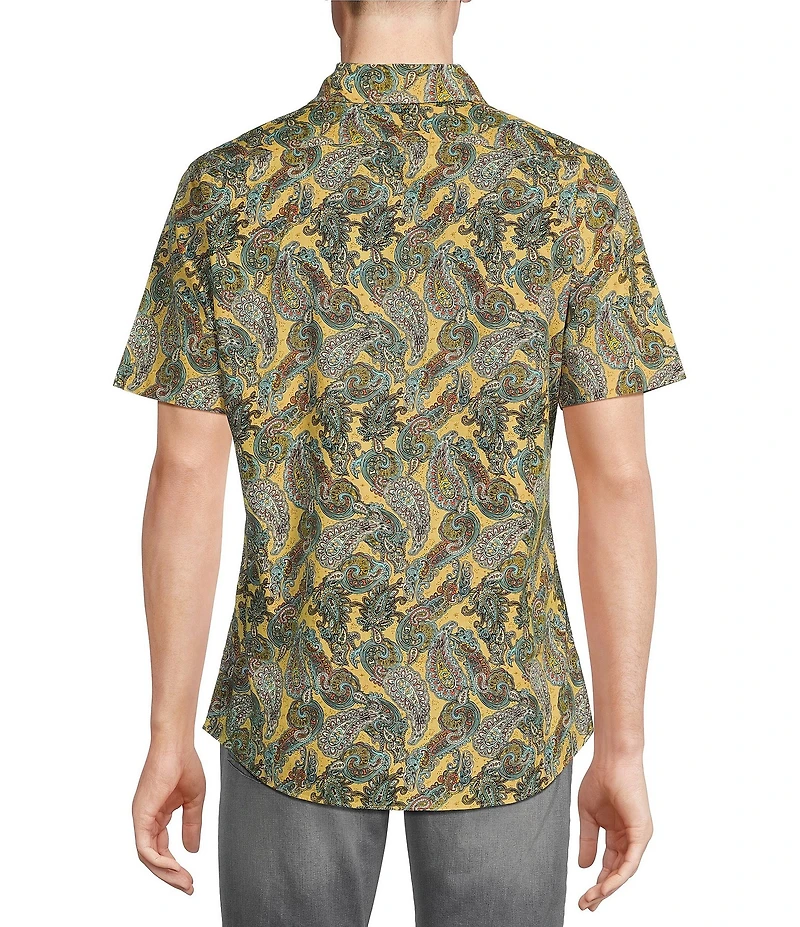 Cremieux Premium Denim Paisley Print Stretch Short Sleeve Woven Shirt